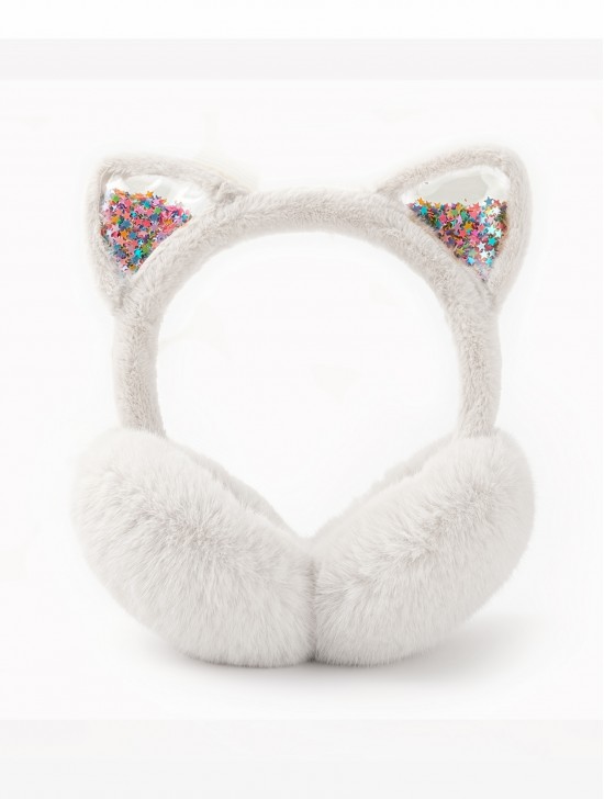 Colorful Sequins Cat Ears Plush Earmuff